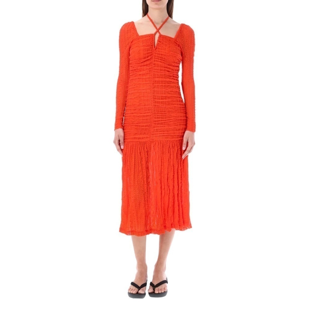 Ganni Midi Dress Orange